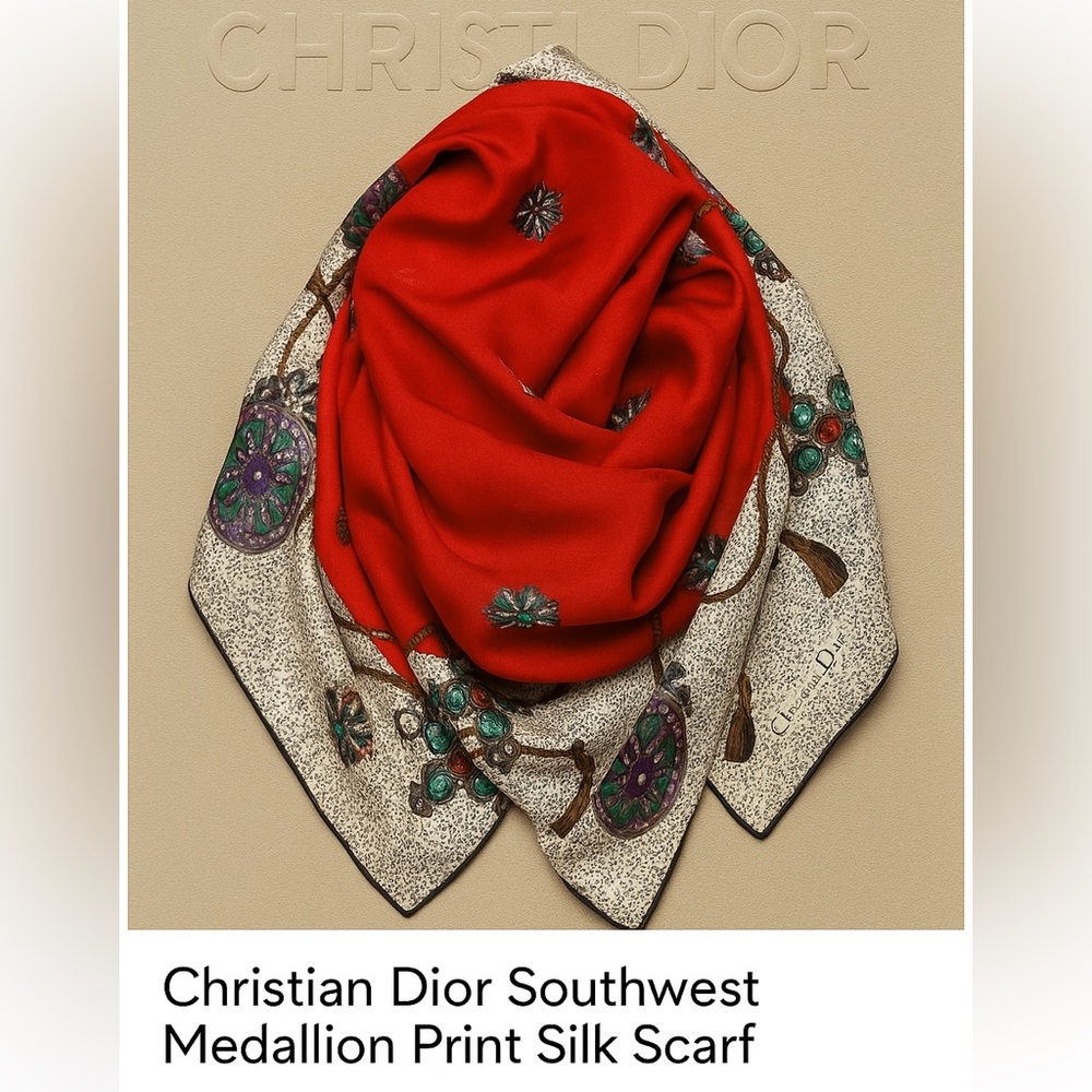 Christian Dior Southwest Medallion Print Silk Scarf